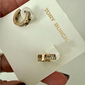 NWT Tory Burch Gold and Silver Crystal Earrings
Kira Huggie Hoop Earrings